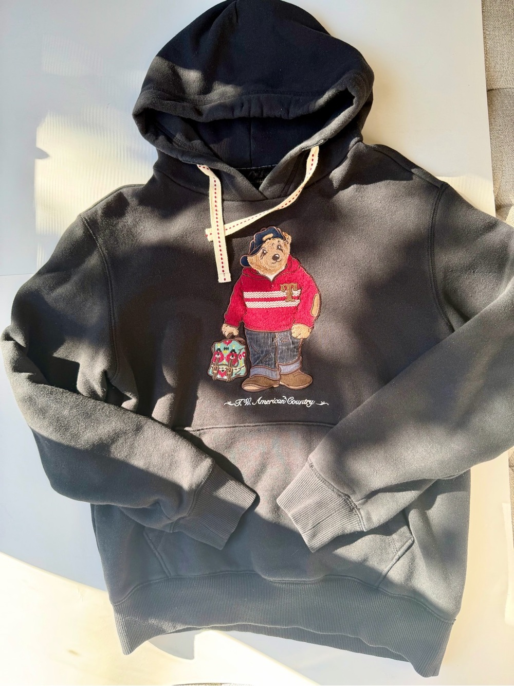 Teenie Weenie Black Bear Graphic Hoodie Size M Pullover Sweatshirt